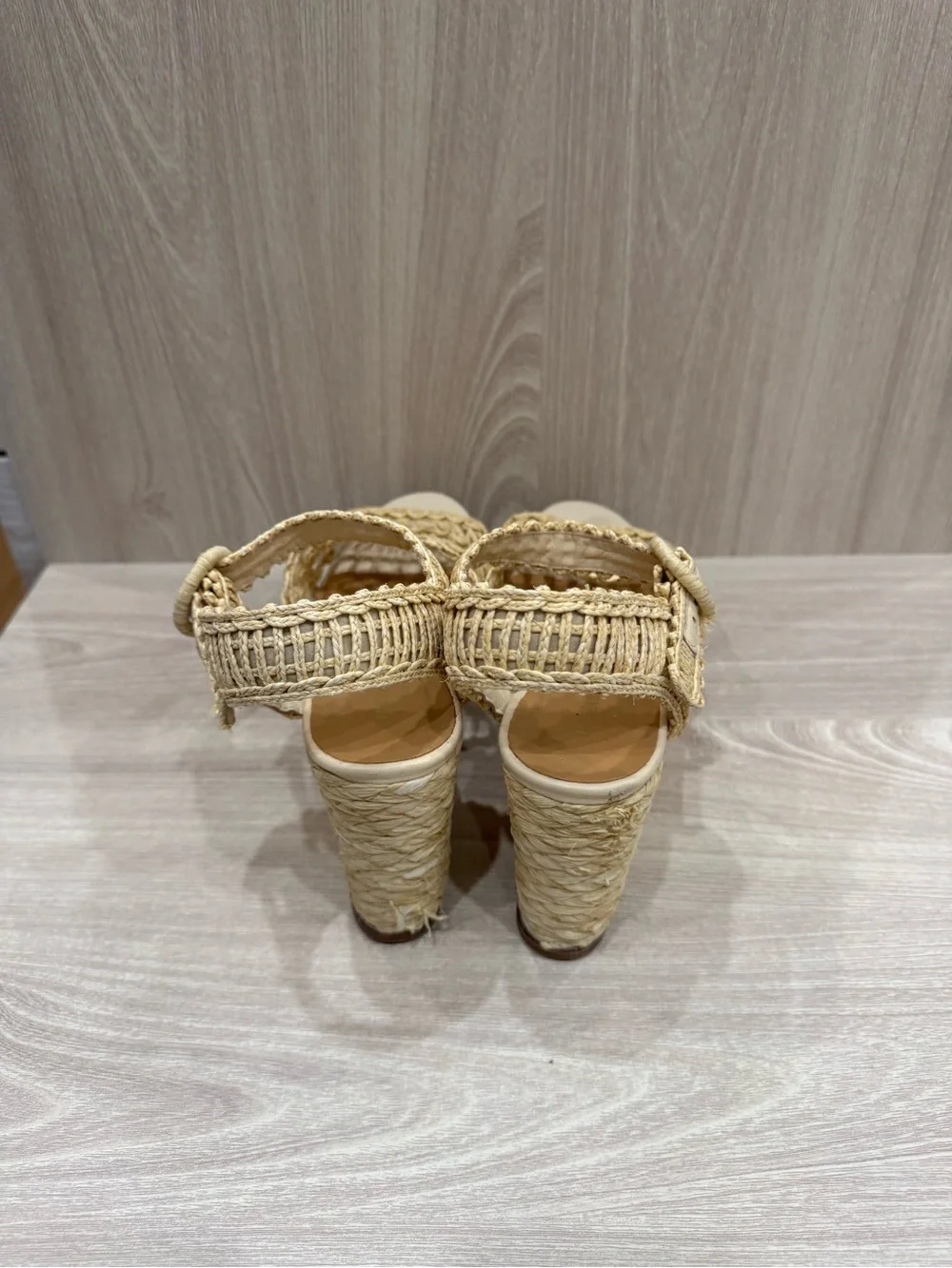 Paloma Barcelo Beige Woven Espadrille Wedge Sandals